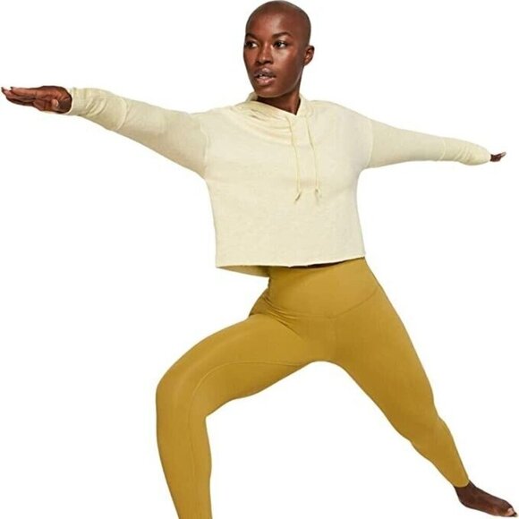 Nike Yoga Luxe Cropped Yellow Hoodie Medium‎ NWT - Picture 1 of 6